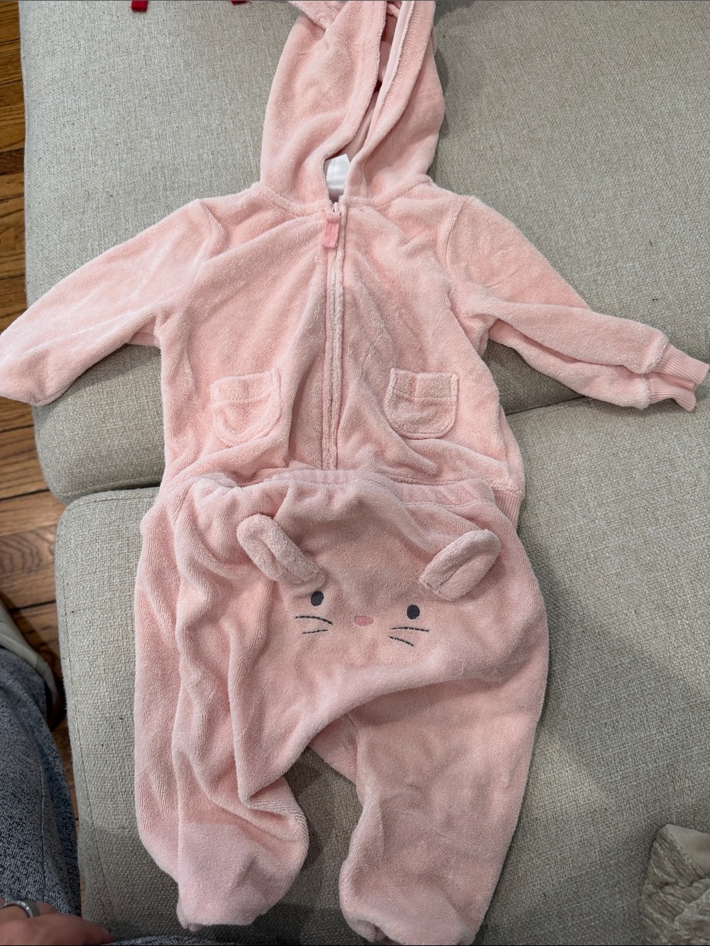 Pink Plush Mouse Hooded Baby Onesie - Cozy Kids Pajamas